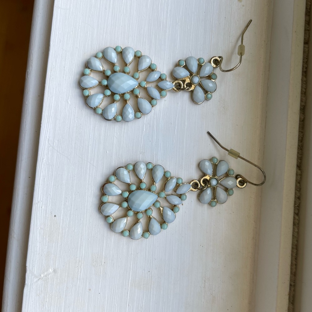 Light blue & gold earrings